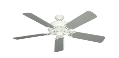 Riviera Matte Pure White with 52" Outdoor Brushed Nickel Blades