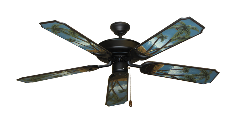 Raindance Matte Black with 52" Series 351 Arbor Palm Tree Blades