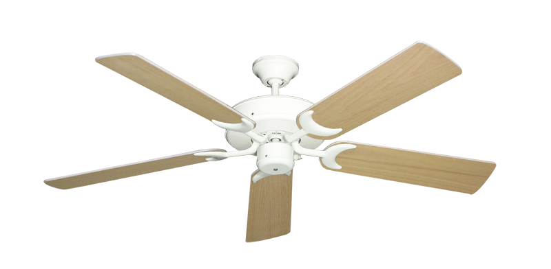 Patio Fan Pure White with 52" Unfinished Oak Blades