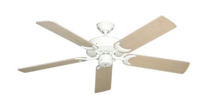 Patio Fan Pure White with 52" Bleached Oak Blades