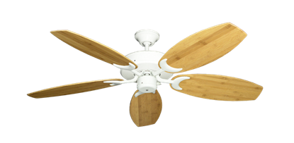 Patio Fan Pure White with 52" Oar Bamboo Brown Blades