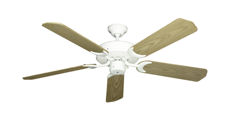 Patio Fan Pure White with 52" Outdoor Bleached Oak Blades