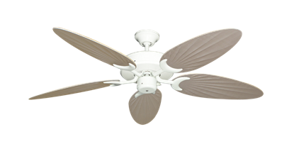 Patio Fan Pure White with 52" Outdoor Palm Distressed White Blades