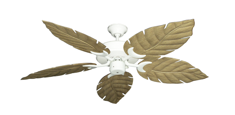 Patio Fan Pure White with 52" Venetian Walnut Blades