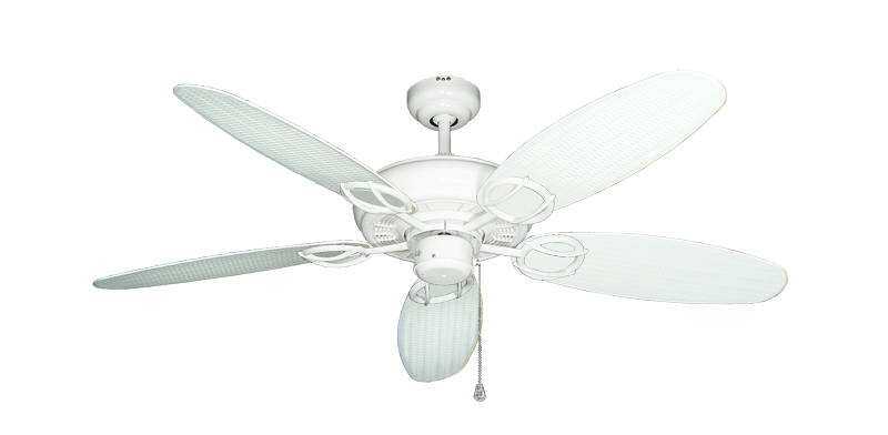 Trinidad Pure White with 52" Outdoor Wicker Pure White Blades