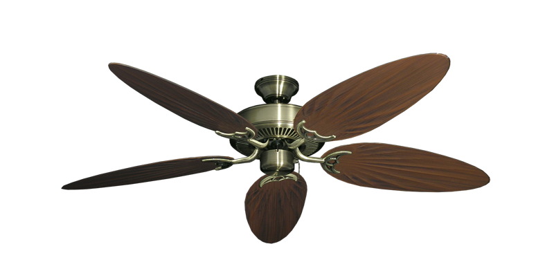 Bermuda Breeze V Antique Brass with 52" Outdoor Palm Oil Rubbed Bronze Blades