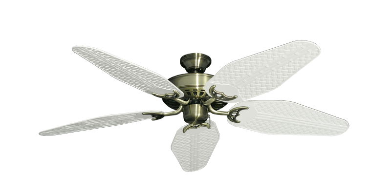 Picture of Bimini Breeze V Antique Brass with 52" Outdoor Weave Pure White Blades
