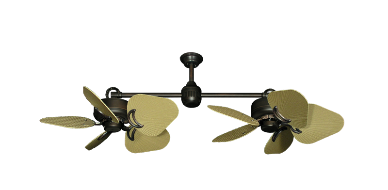 Twin Star Iii Ceiling Fan In Oil Rubbed Bronze With 35 Leaf Tan