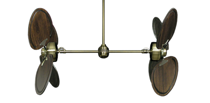 Twin Star III Antique Brass with 50" Series 950 Arbor Dark Walnut Blades
