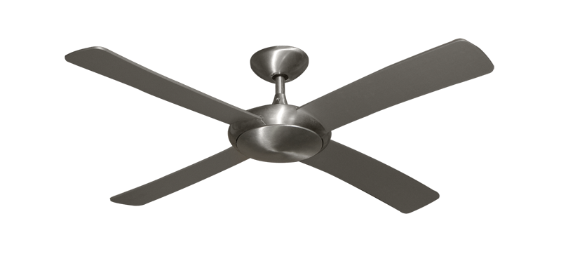 52" Luna Indoor Outdoor Ceiling Fan and Light in Brushed Aluminum with Remote Control