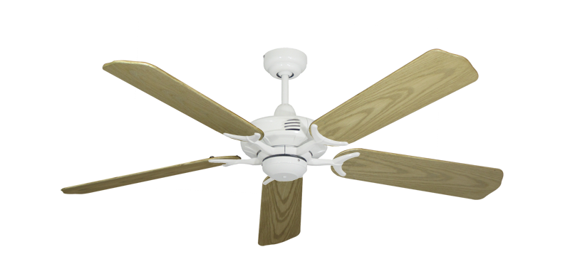 Coastal Air Pure White with 52" Outdoor Bleached Oak Blades
