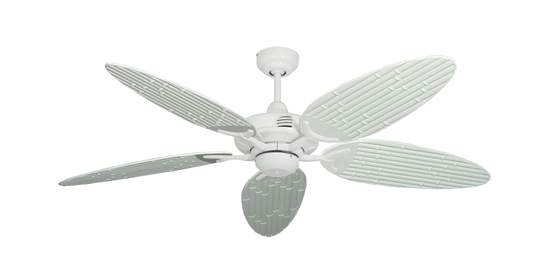 Coastal Air Pure White with 52" Outdoor Bamboo Pure White Blades