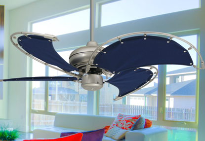 Voyage 40 in. Indoor/Outdoor Brushed Nickel Ceiling Fan with Blue Fabric Blades (bn-1)