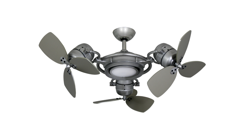 Brushed Nickel Triple Ceiling Fan, Dual Oscillating Ceiling Fan With Light