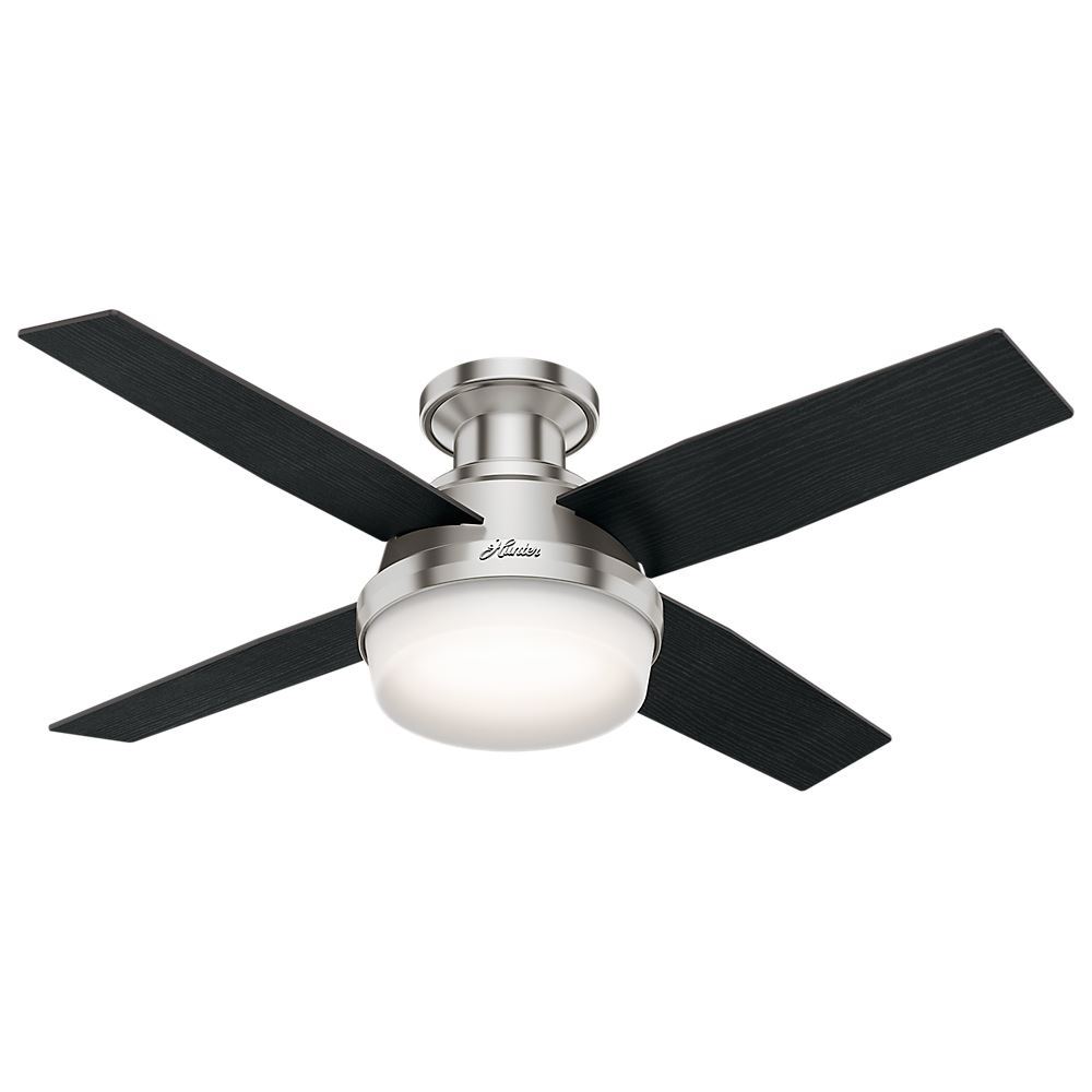 Hunter 44 Dempsey Low Profile With Light Brushed Nickel Ceiling