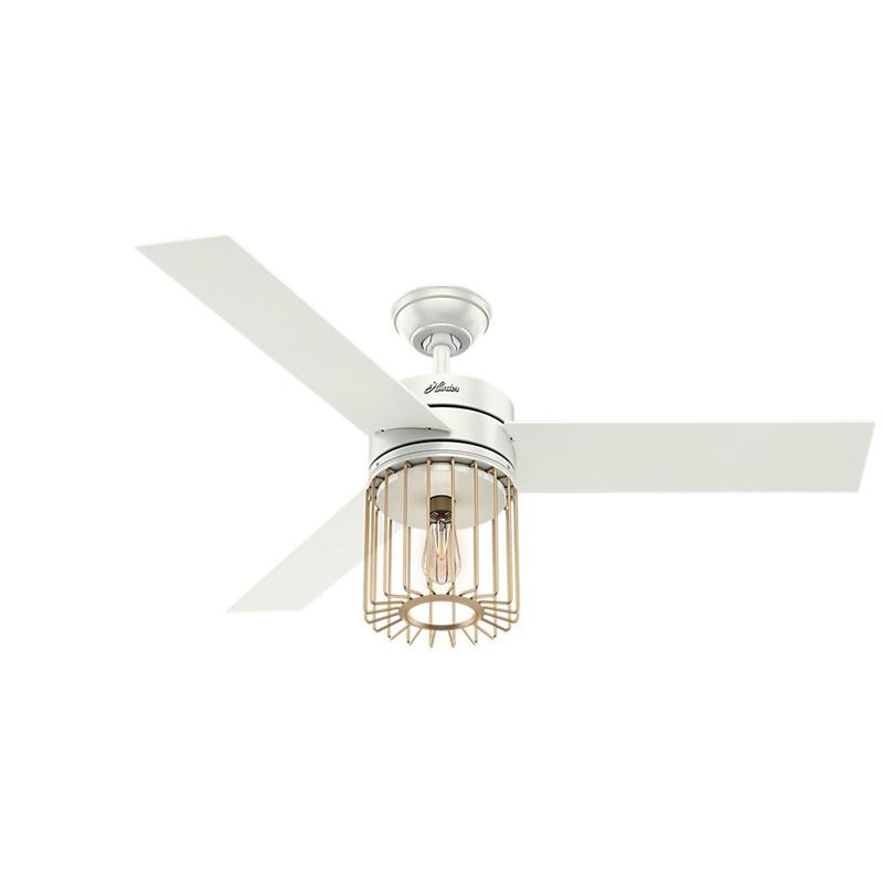 Hunter 52" Ronan Fresh White Ceiling Fan with Light with Handheld Remote, Model 59238