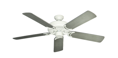 Riviera Matte Pure White with 52" Outdoor Brushed Nickel BN-1 Blades