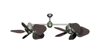 Twin Star III Brushed Nickel with 35" Wicker Oil Rubbed Bronze Blades