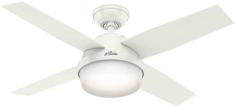 Hunter  44" Dempsey Fresh White Ceiling Fan with Light with Handheld Remote, Model 59246