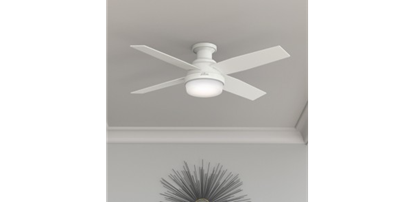 Hunter 52" Dempsey with Light Fresh White Ceiling Fan with Light with Handheld Remote, Model 59217