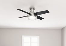 Hunter 44" Dempsey Low Profile with Light Brushed Nickel Ceiling Fan with Light with Handheld Remote, Model 59243
