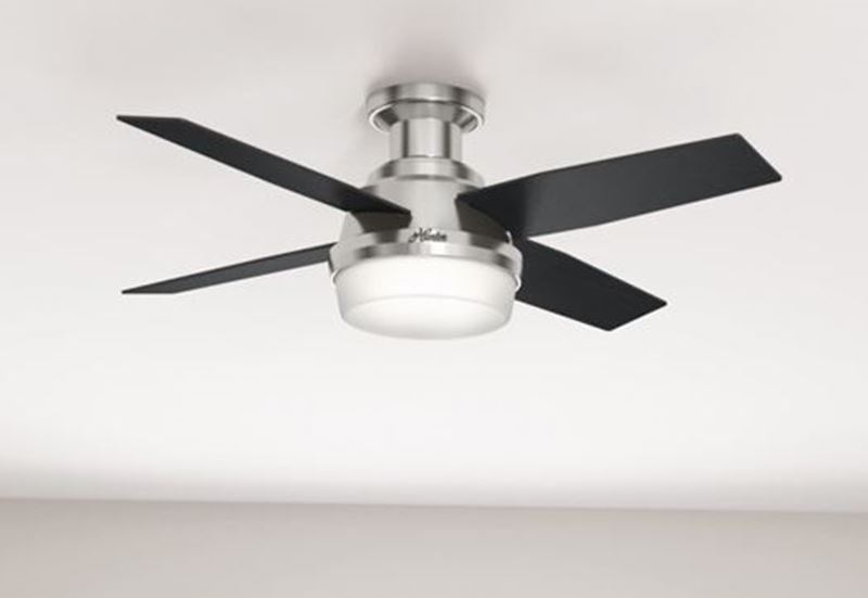 Light Brushed Nickel Ceiling Fan, Hunter Indoor Ceiling Fan With Light And Remote Control Dempsey 44 Inch