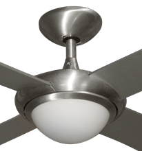 52" Luna Indoor Outdoor Ceiling Fan and Light in Brushed Aluminum with Remote Control	