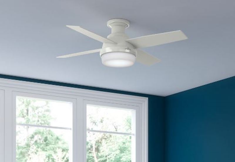 white low-profile ceiling fan